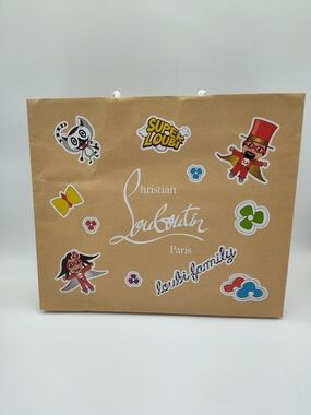 CHRISTIAN LOUBOUTIN Super Loubi Family Shopping Gift Bag Large Kraft Red EUC